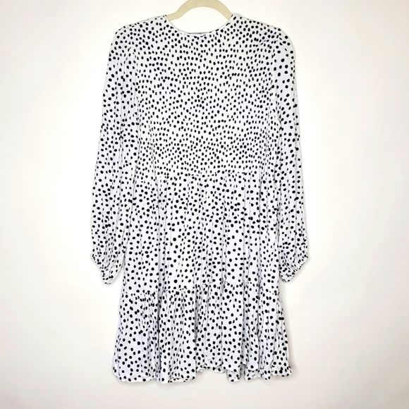 Eloquii Polka Dot Ruffle Hem Dress Size 14 Smocked Bodice Flowy V-Neck Feminine - Picture 7 of 15